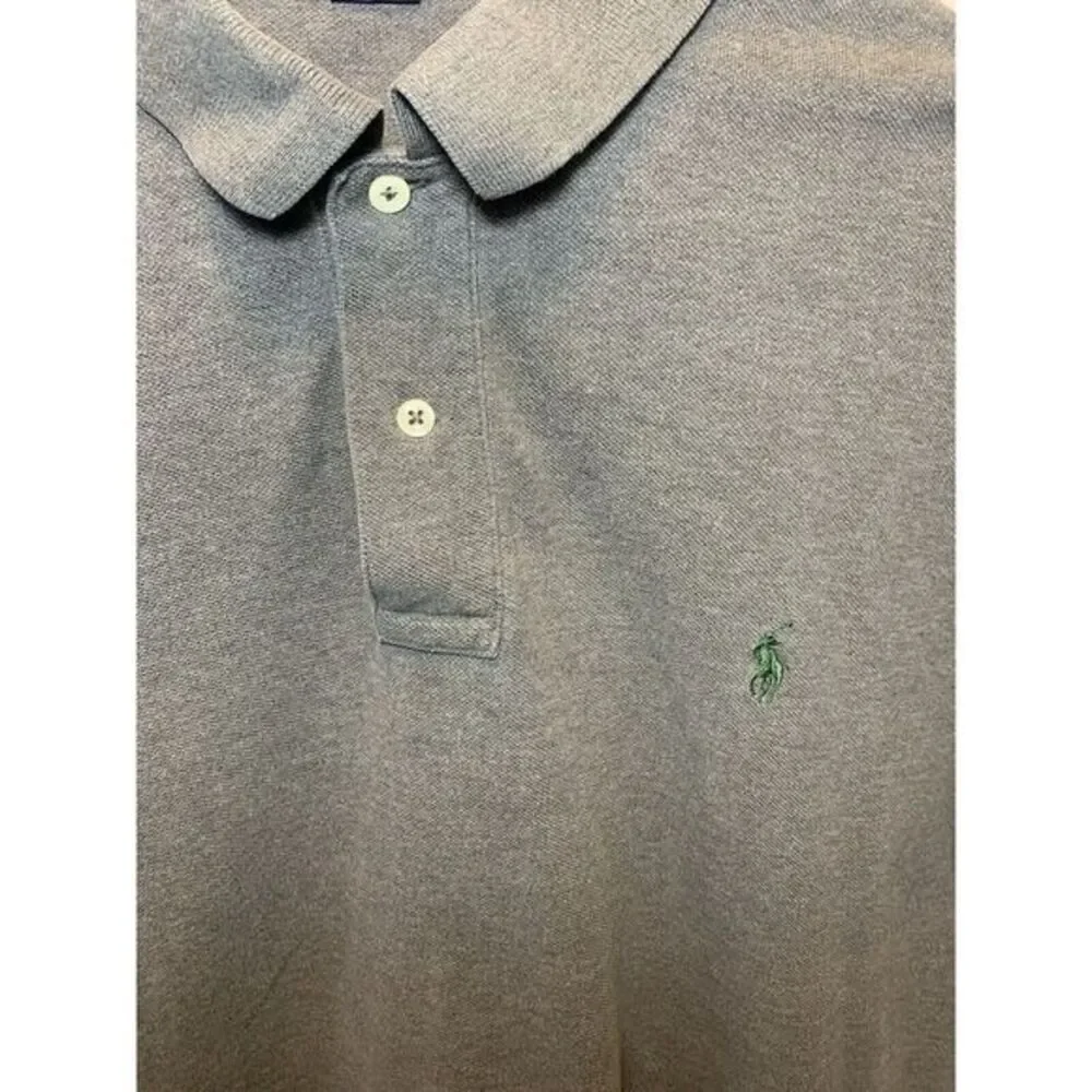 Mens Polo By Ralph Lauren XXL Grey Cotton‎ Collared Polo Golf Short Sleeve Shirt